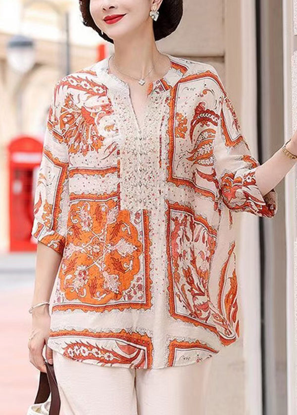 Robe légère en soie estivale orange taille plus - EasyApparels