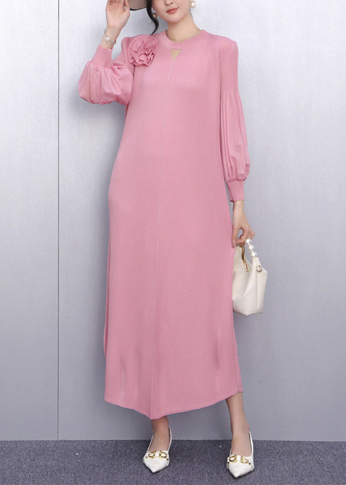 Soie Rose Grande Robe d'Été à Fleurs - EasyApparels