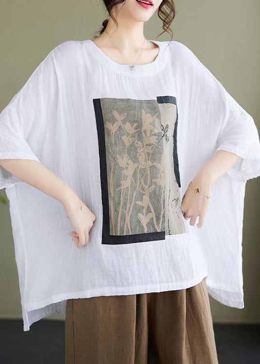 Robes blanches en coton grande taille manches courtes - EasyApparels