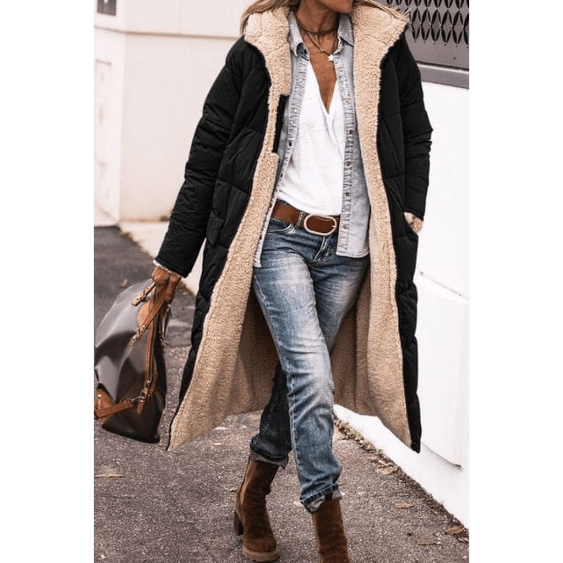 Manteau Réversible Polaire Doux et Chauffant