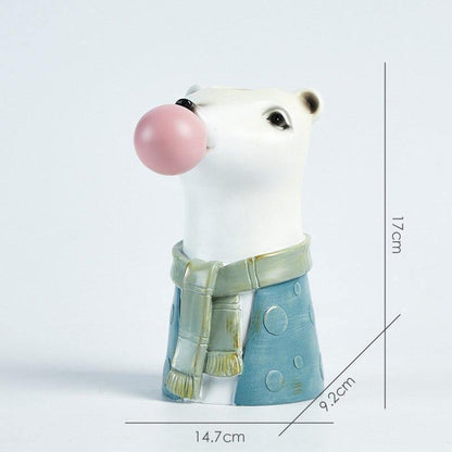 Vase Décoratif Fleuri avec Motifs Animaux Joyeux