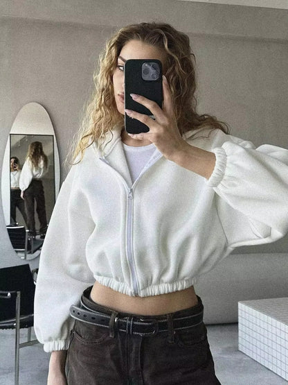 Sweat à Capuche Femme Élégant Court