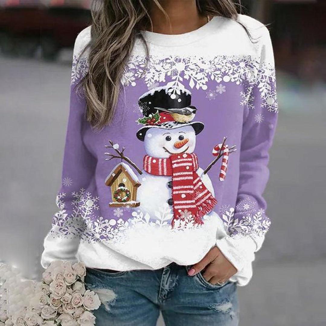 Pull Femme Hiver Doux et Coloré avec Imprimé Hiver Chic