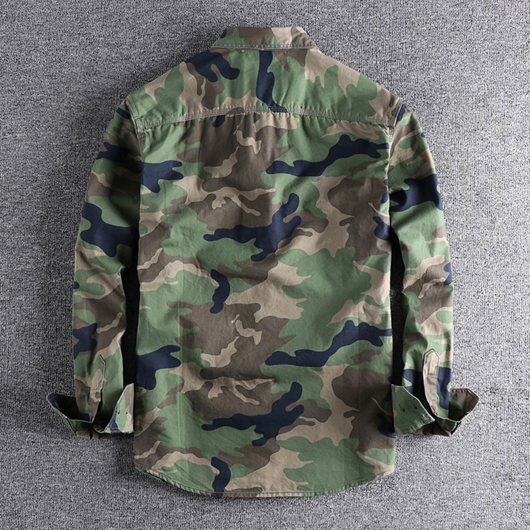 Chemise Homme Manche Longue Camouflage Militaire