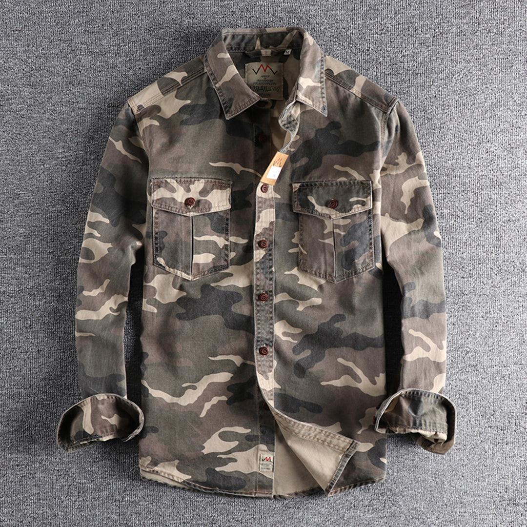 Chemise Homme Manche Longue Camouflage Militaire