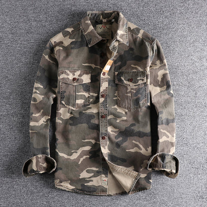 Chemise Homme Manche Longue Camouflage Militaire