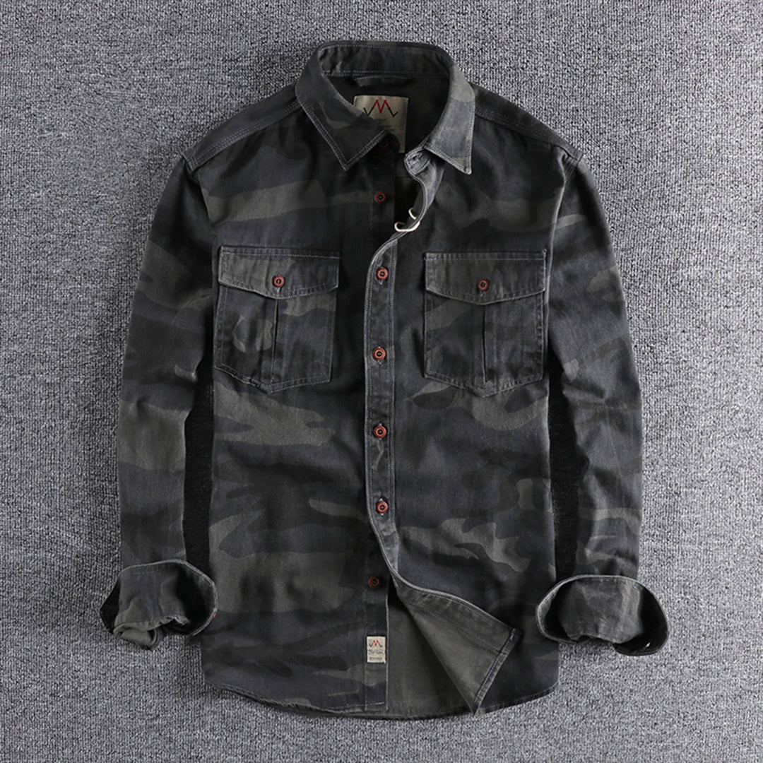 Chemise Homme Manche Longue Camouflage Militaire