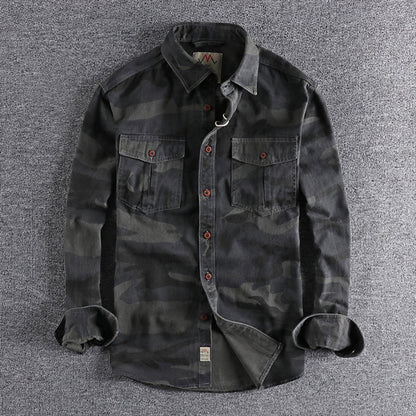 Chemise Homme Manche Longue Camouflage Militaire