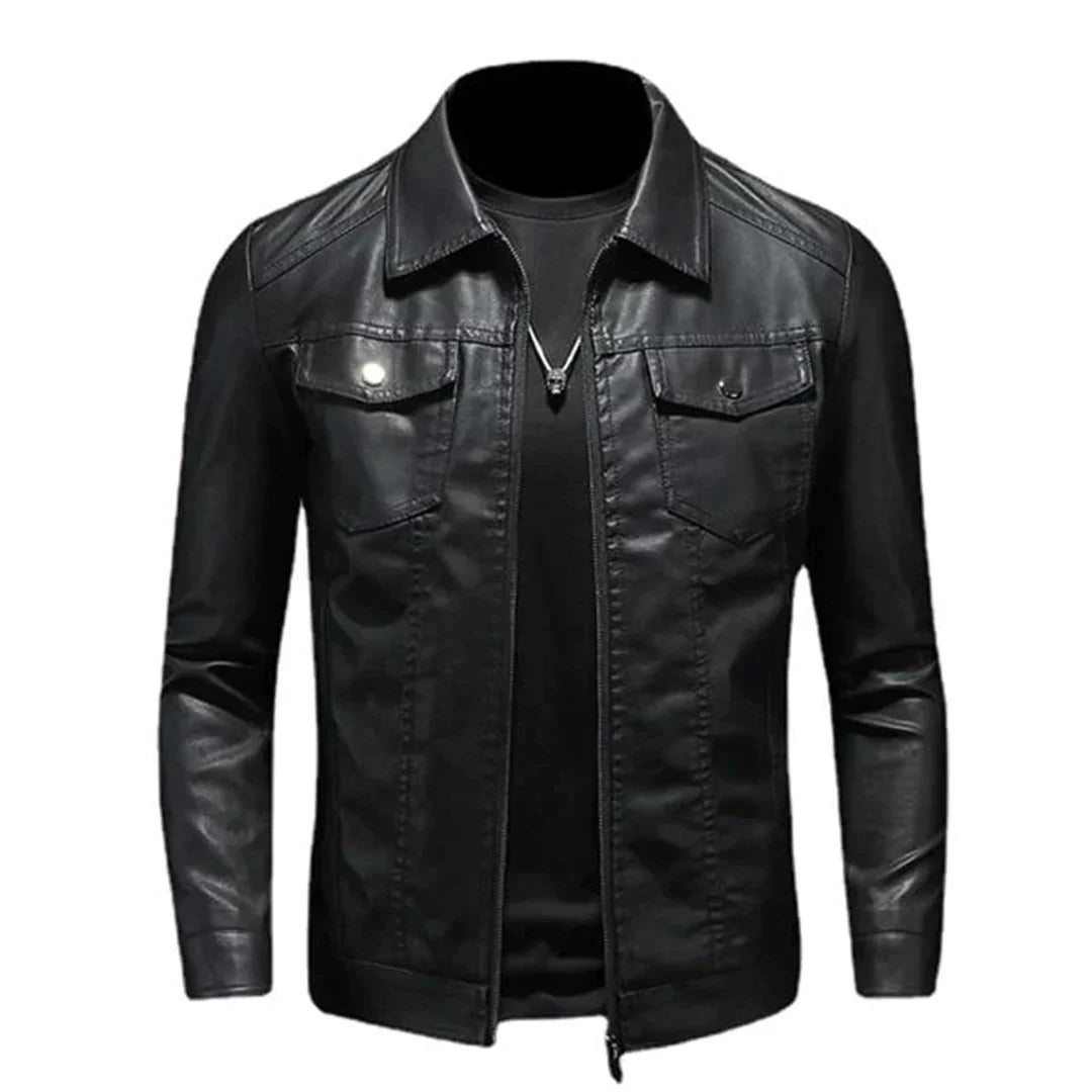 Veste Cuir Homme Chic avec Fermeture Éclair Sûr - PanierRoyale