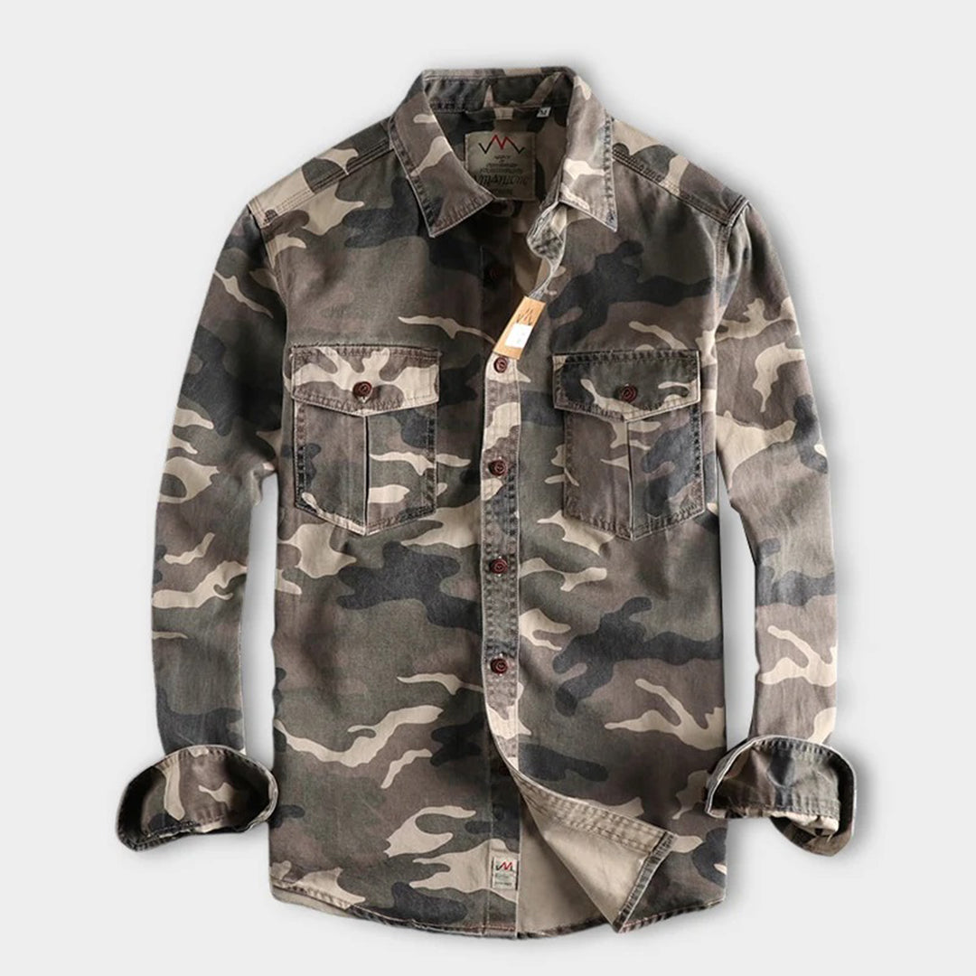 Chemise Homme Manche Longue Camouflage Militaire - BerlinGlamour