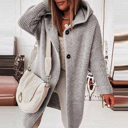Gilet Femme Élégant en Maille Douce avec Capuche