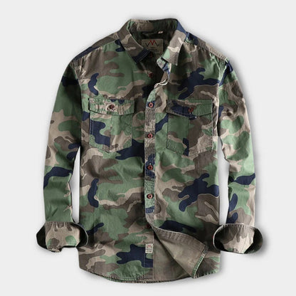 Chemise Homme Manche Longue Camouflage Militaire