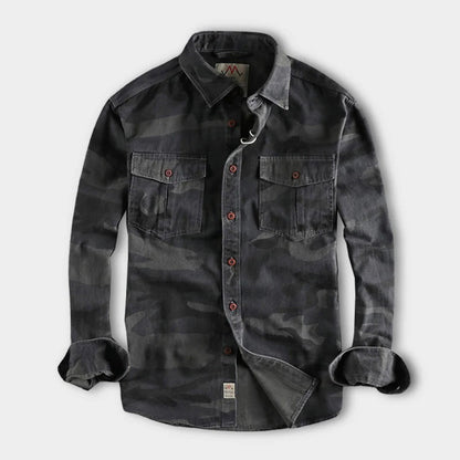 Chemise Homme Manche Longue Camouflage Militaire
