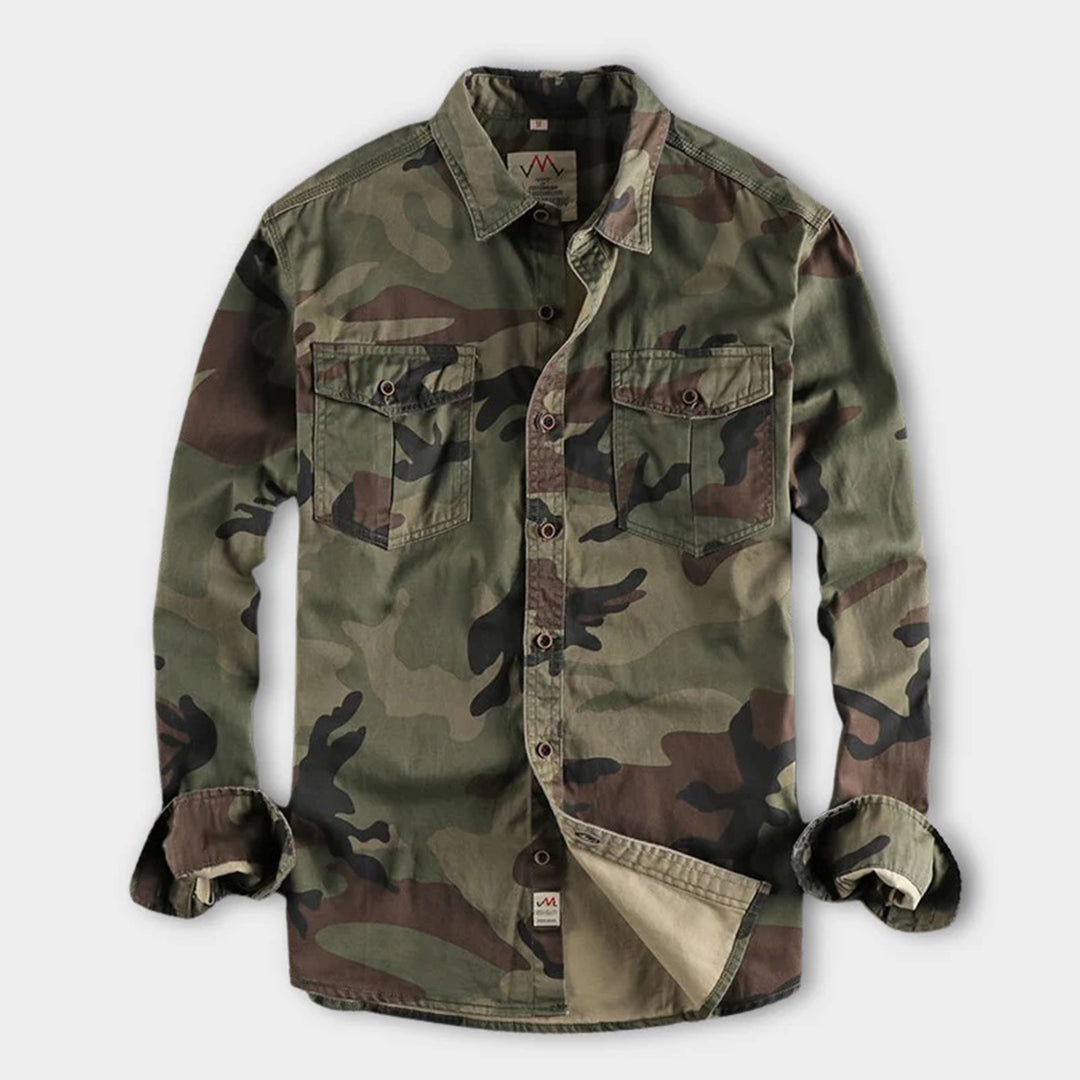 Chemise Homme Manche Longue Camouflage Militaire