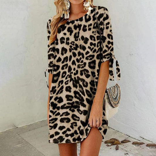 Robe femme courte imprimé léopard tendance et confortable - PanierRoyale