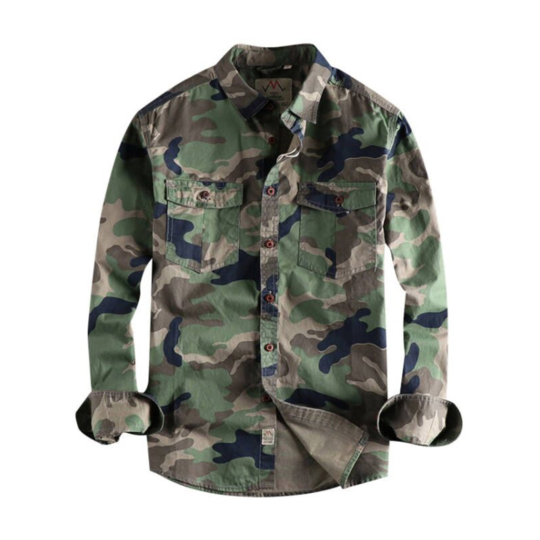 Chemise Homme Manche Longue Camouflage Militaire