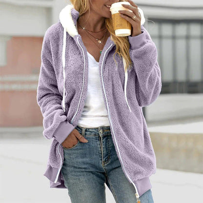 Veste Femme Hiver Capuche Doublée et Chaude
