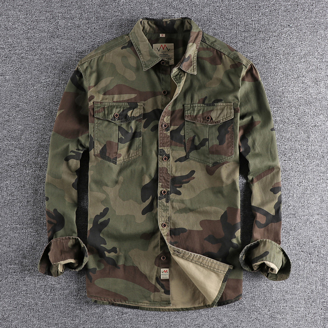 Chemise Homme Manche Longue Camouflage Militaire
