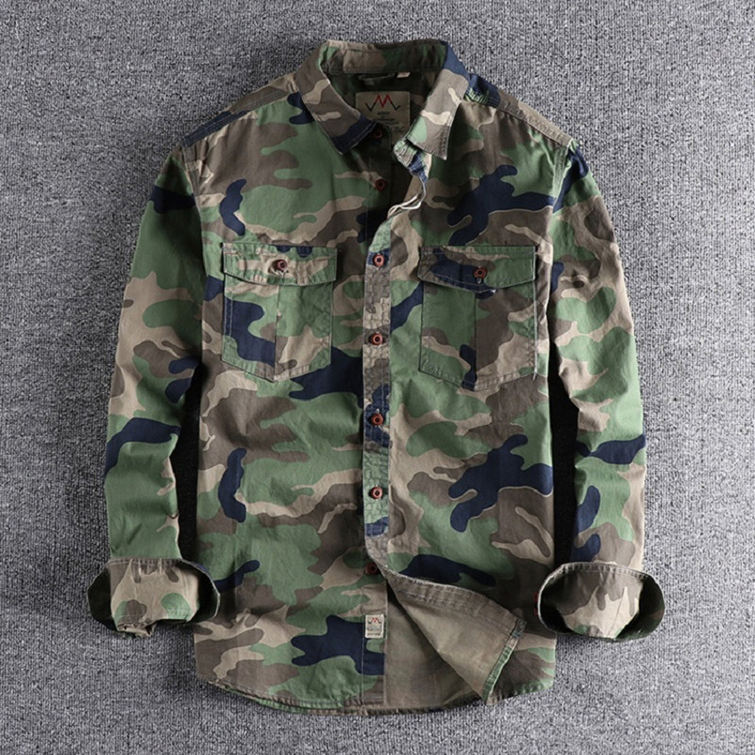 Chemise Homme Manche Longue Camouflage Militaire