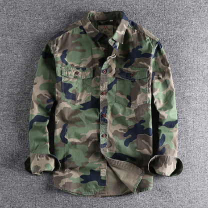 Chemise Homme Manche Longue Camouflage Militaire