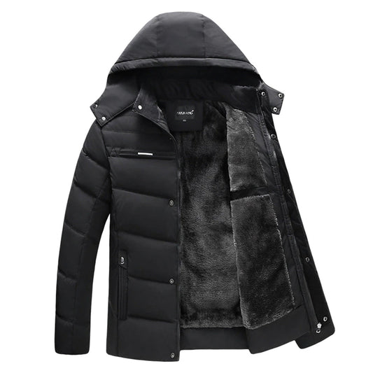 Manteau Homme Hiver Élégant avec Capuche et Fermeture Éclair Long - PanierRoyale