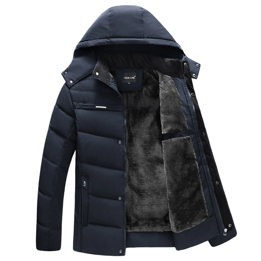 Manteau Homme Hiver Élégant avec Capuche et Fermeture Éclair Long