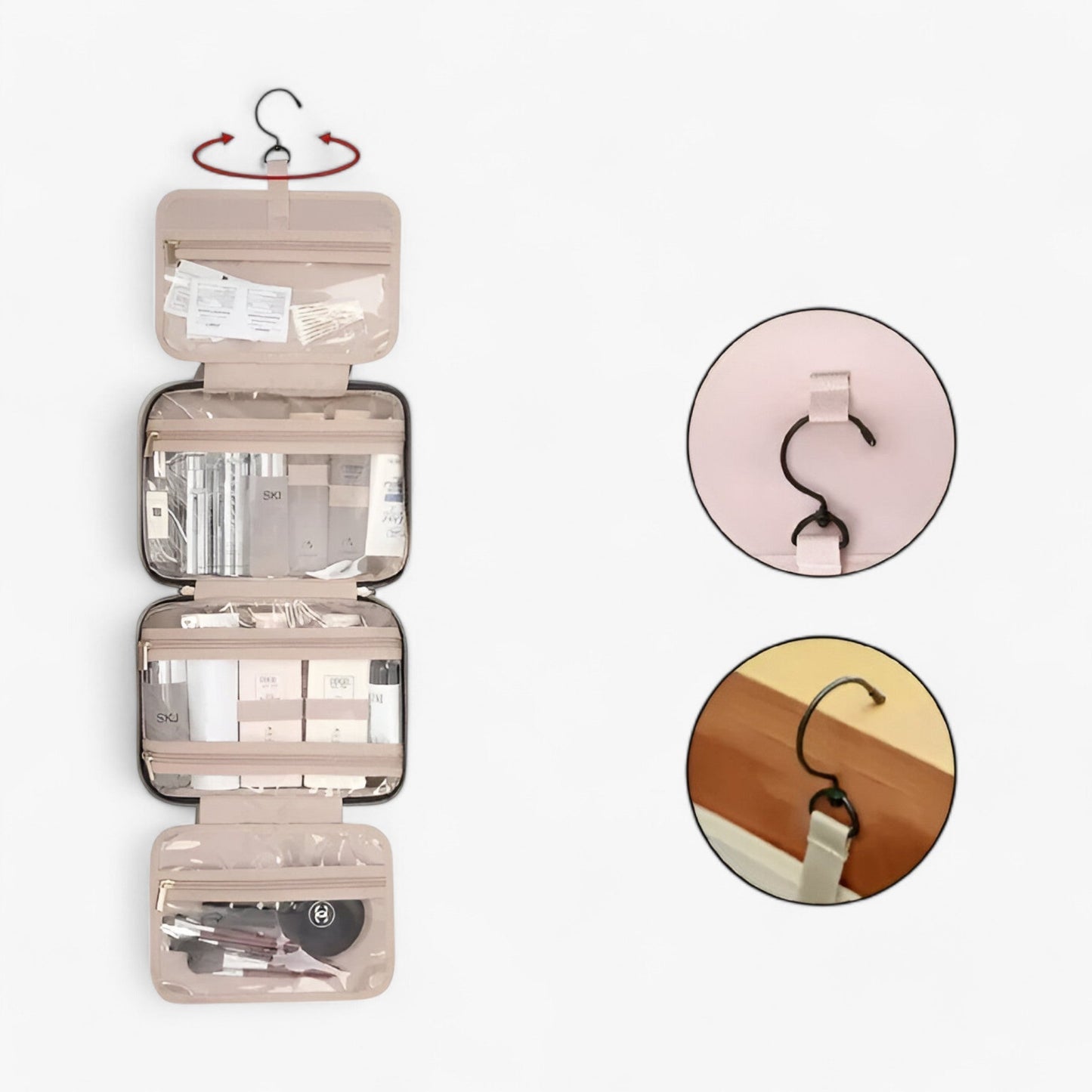 Trousse De Voyage Femme Organisateur Pliable Avec Crochet