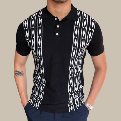 Chemise Polo Homme Manches Courtes à Motif - BerlinGlamour