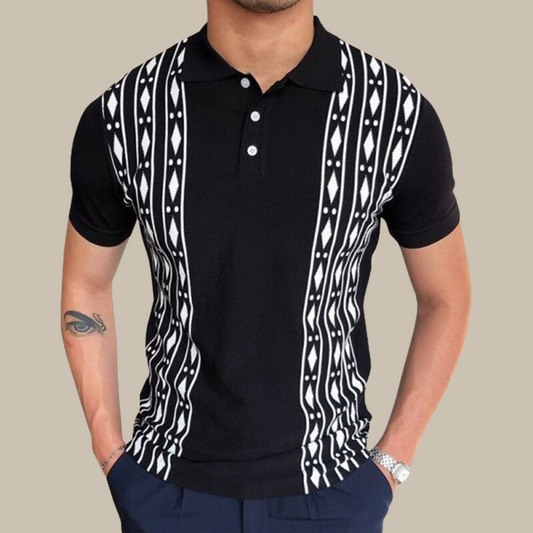 Chemise Polo Homme Manches Courtes à Motif - BerlinGlamour