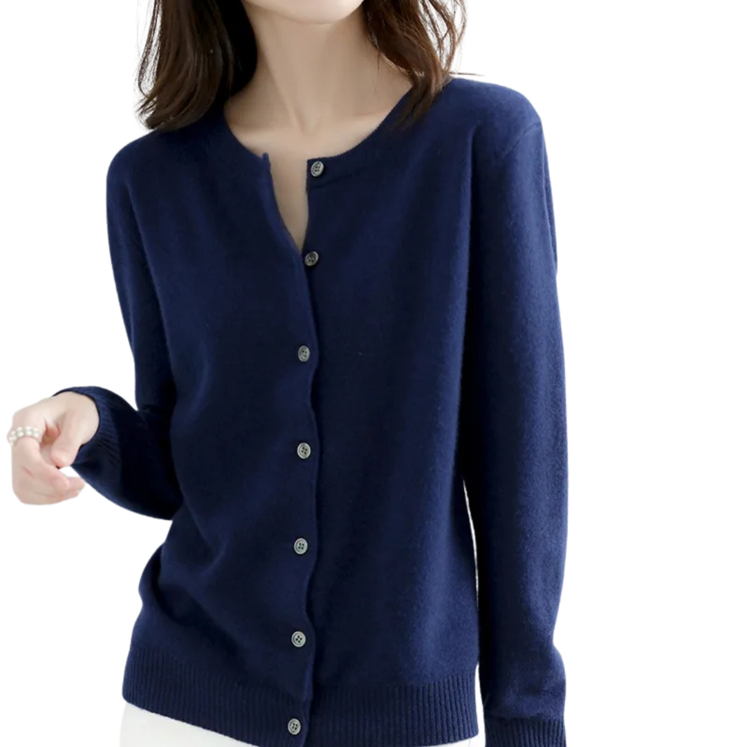 Cardigan Femme En Laine Marine Élégant - PanierRoyale