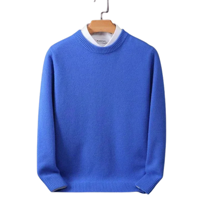Pull Homme Laine Mélangée Marine Classique - PanierRoyale