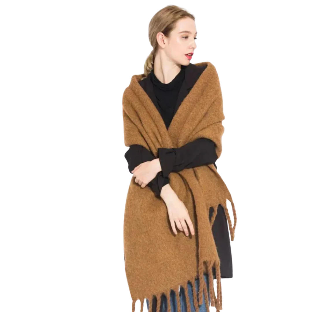 Écharpe Femme en Laine et Cachemire Brun Chocolat - PanierRoyale