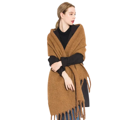 Écharpe Femme en Laine et Cachemire Brun Chocolat - PanierRoyale