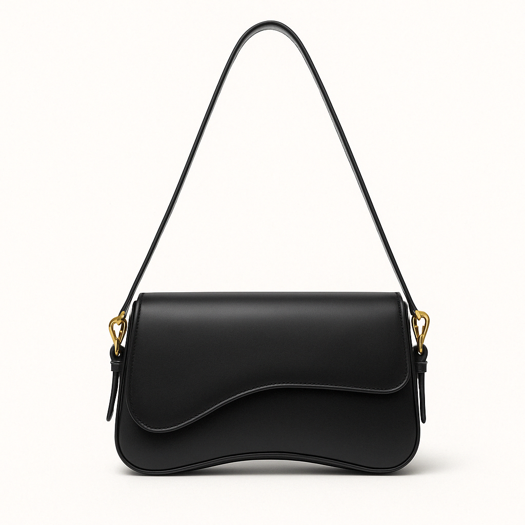 Sac à Main Femme Cuir Végétal Brillant avec Fermeture Dorée