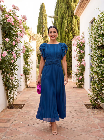 Robe Plissée Femme Coupe Fluide Manches Longues