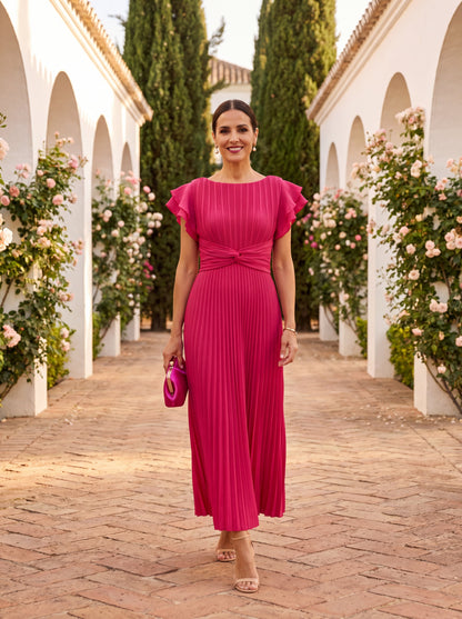 Robe Plissée Femme Coupe Fluide Manches Longues - PanierRoyale