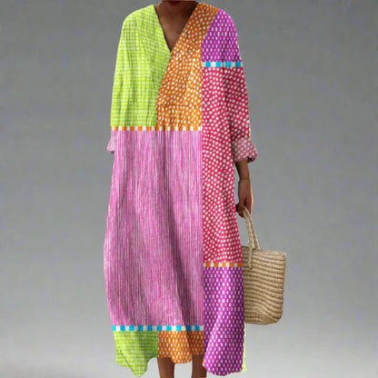 Robe Femme Tissu Léger Coupe Ample Motif Géométrique