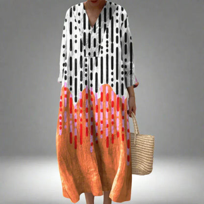 Robe Femme Tissu Léger Coupe Ample Motif Géométrique