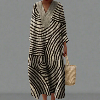 Robe Femme Tissu Léger Coupe Ample Motif Géométrique