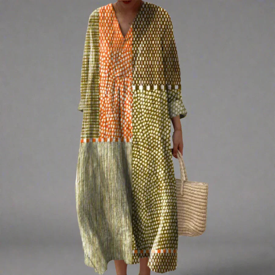 Robe Femme Tissu Léger Coupe Ample Motif Géométrique