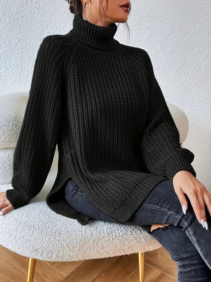 Pull Femme Col Roulé en Maille Douce pour Hiver