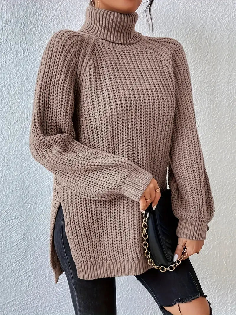 Pull Femme Col Roulé en Maille Douce pour Hiver