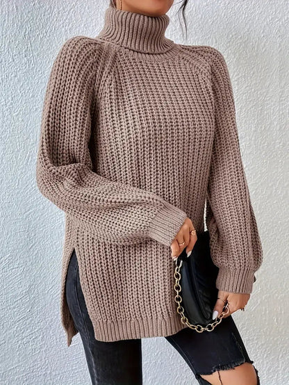 Pull Femme Col Roulé en Maille Douce pour Hiver