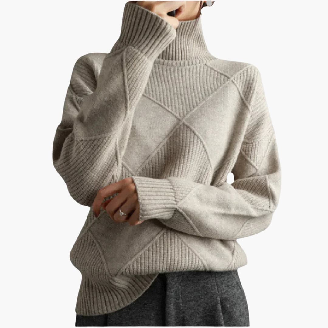 Pull Femme Col Roulé Rayé Moderne - PanierRoyale