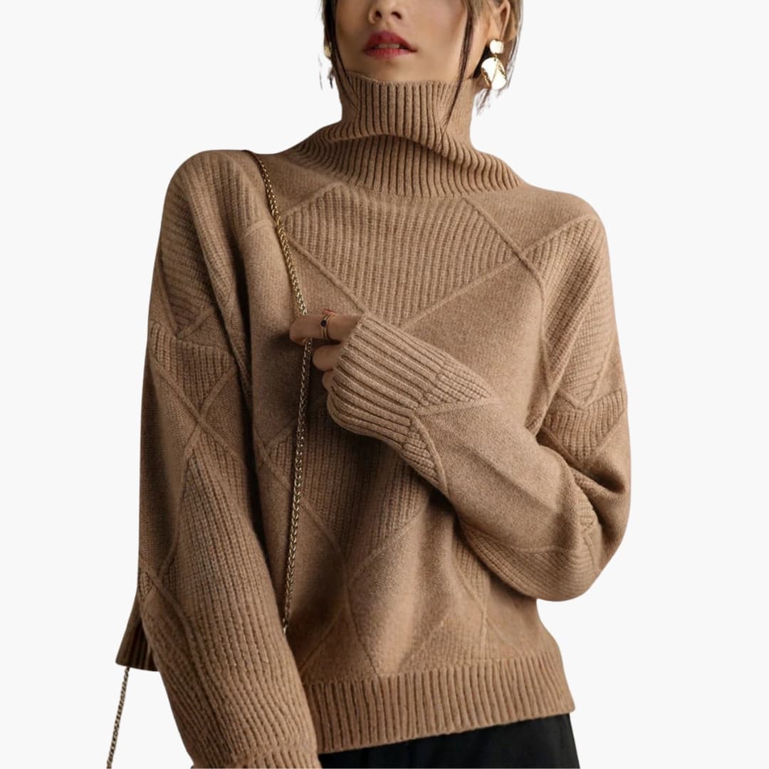Pull Femme Col Roulé Rayé Moderne