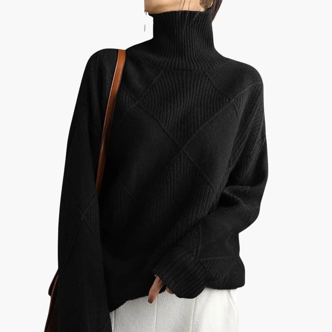 Pull Femme Col Roulé Rayé Moderne