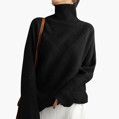 Pull Femme Col Roulé Rayé Moderne