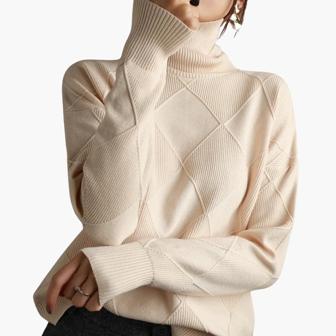 Pull Femme Col Roulé Rayé Moderne