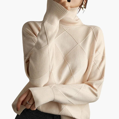 Pull Femme Col Roulé Rayé Moderne