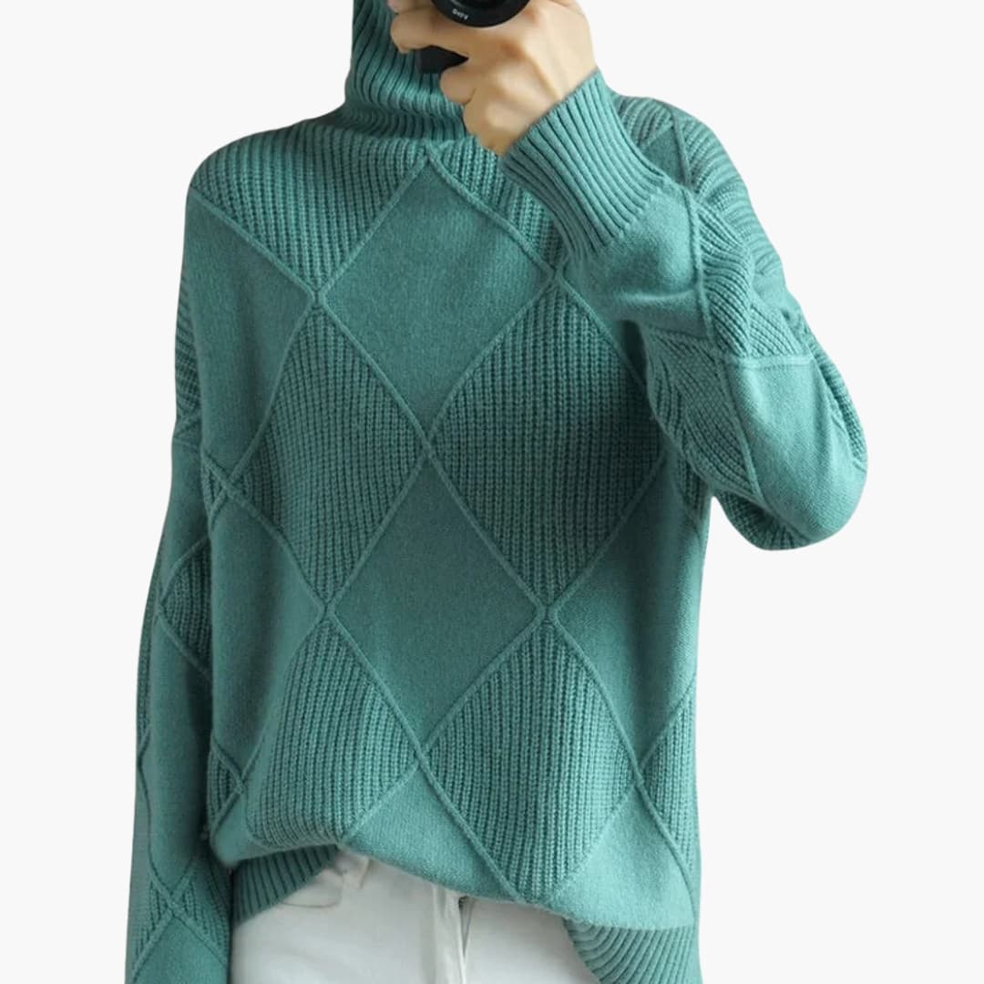 Pull Femme Col Roulé Rayé Moderne